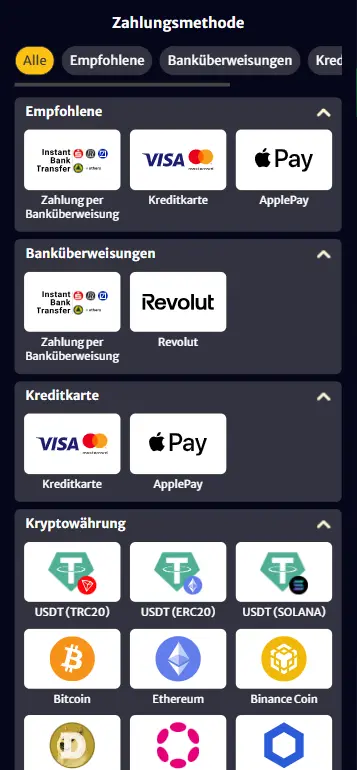 Einzahlung in Euro per Klarna oder SEPA für Eye of Horus Megaways